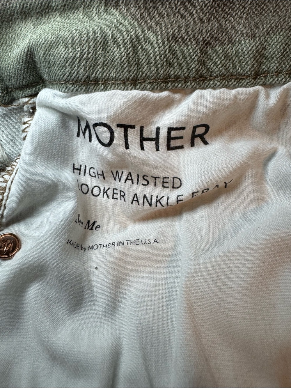 MOTHER Denim High Waisted Looker Ankle Fray Jeans in See Me - Picture 7 of 9